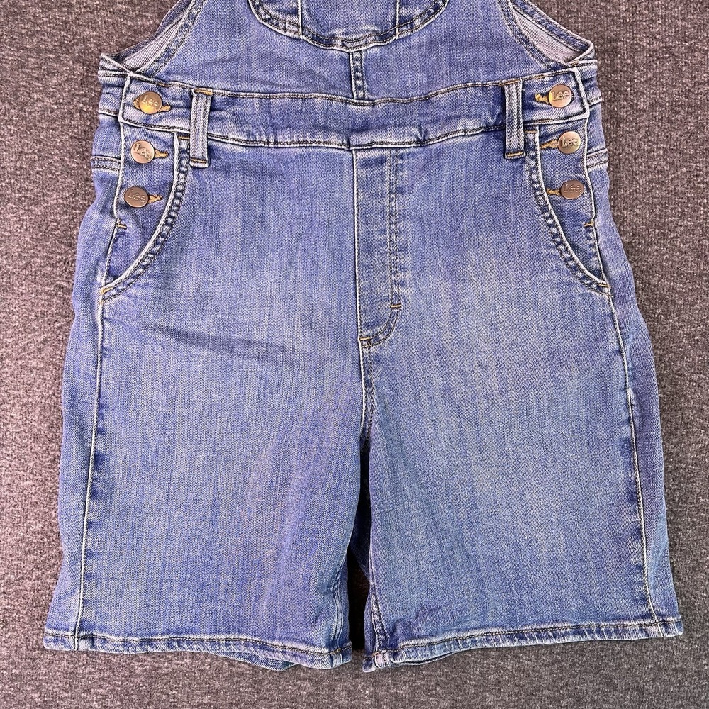 Lee Overalls Womens Small Blue Medium Wash Farm Chore Boho Bib Shortalls Pockets - Picture 12 of 16